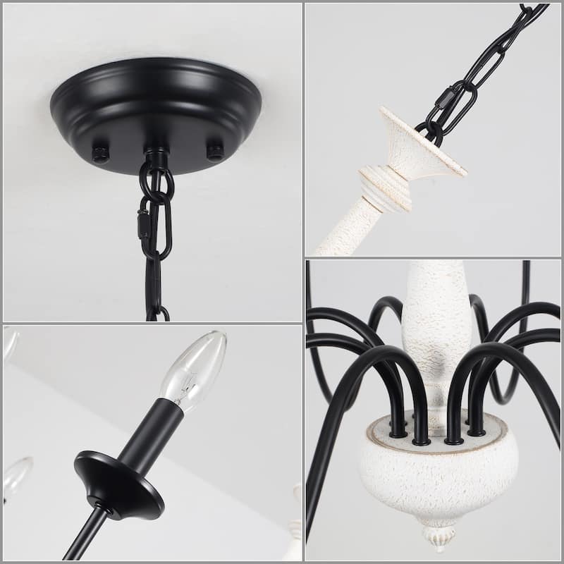 35.04" Wide 8-Light Traditional Industrial Chandelier, Candle Style Chandelier for Living Room Kitchen Island Dining Foyer