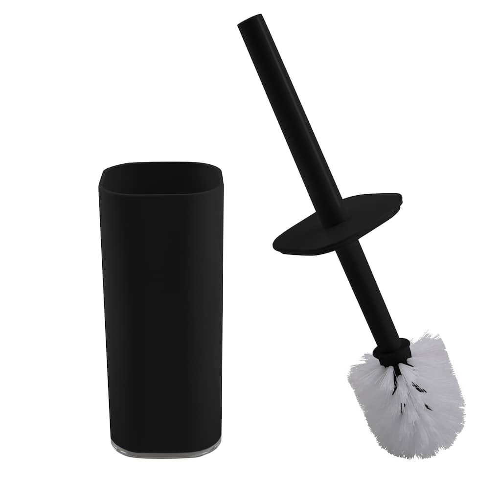 Bath Bliss Acrylic Square Toilet Brush Set in Black - 3.6"x 3.6"x 15.2"