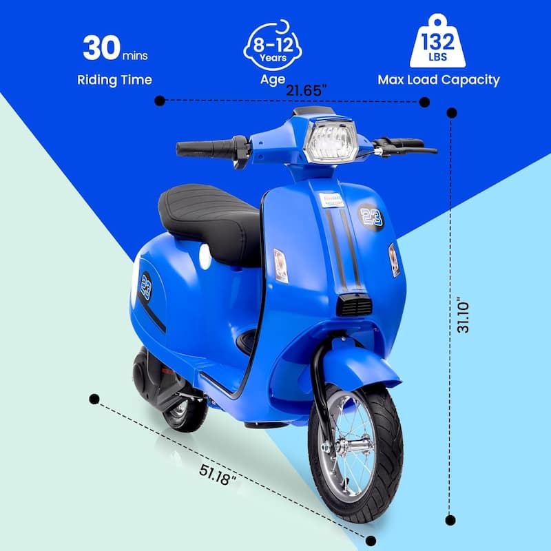Electric Motorcycle for Big Kids, 24V 350W Kids Ride on Moped