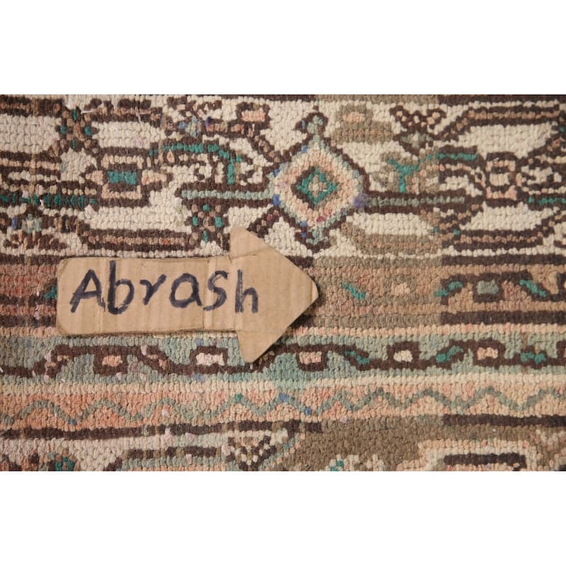 Pink Geometric Hamedan Persian Vintage Rug Hand-knotted Wool Carpet - 6'10" x 9'11"