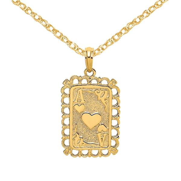 K&C 14k Yellow Gold Double Heart Charm on a 14K Yellow Gold Carded Rope Chain Necklace K&C 14k Yellow Gold Double Heart Charm on a 14K Yellow Gold Carded Rope Chain Necklace