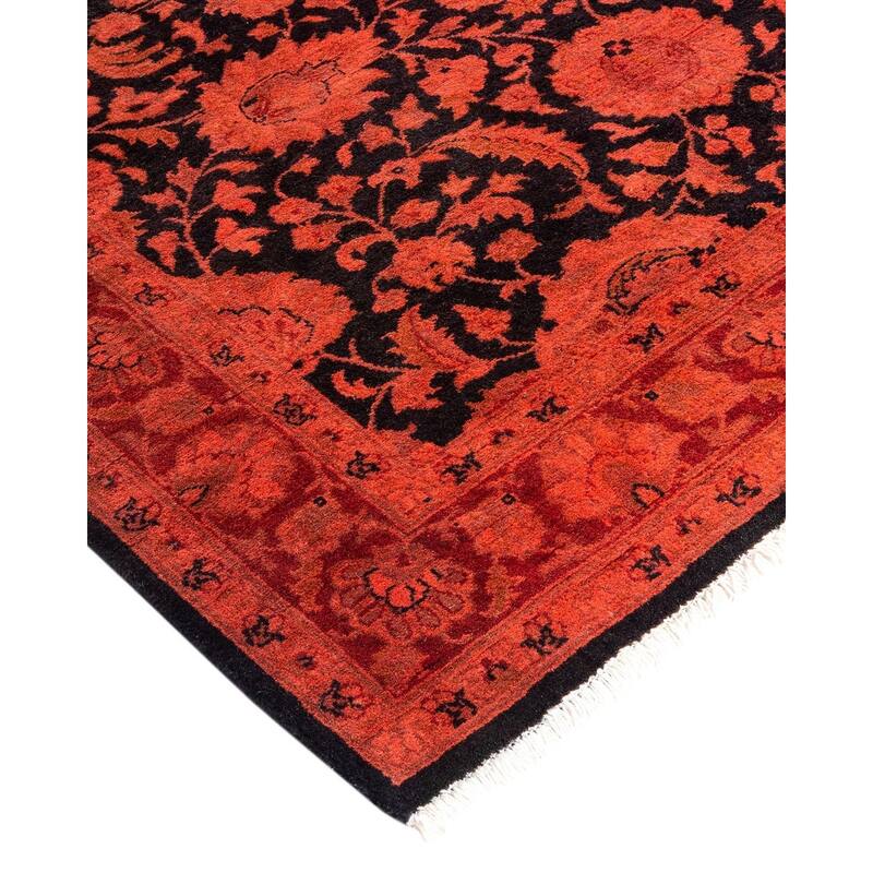 Overton Hand Knotted Wool Vintage Inspired Modern Contemporary Overdyed Orange Area Rug - 3' 2" x 4' 10"
