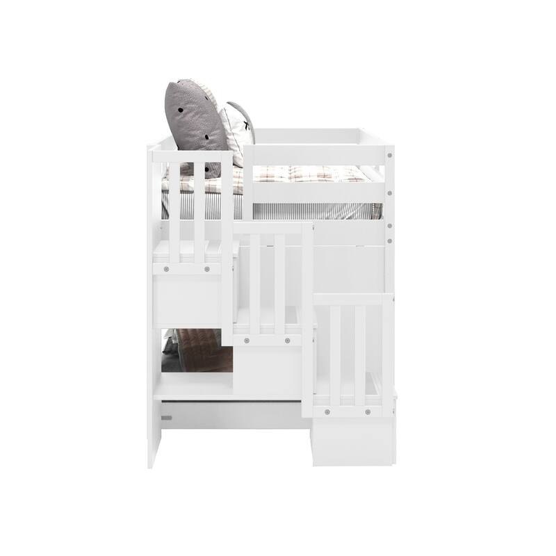 Taylor & Olive Trillium Twin Low Loft Bed with a Twin Under Bed