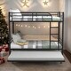 preview thumbnail 2 of 7, Modren Twin Over Twin Metal Bunk Bed With Trundle,Can be Divided Into 2 Beds for Bedroom