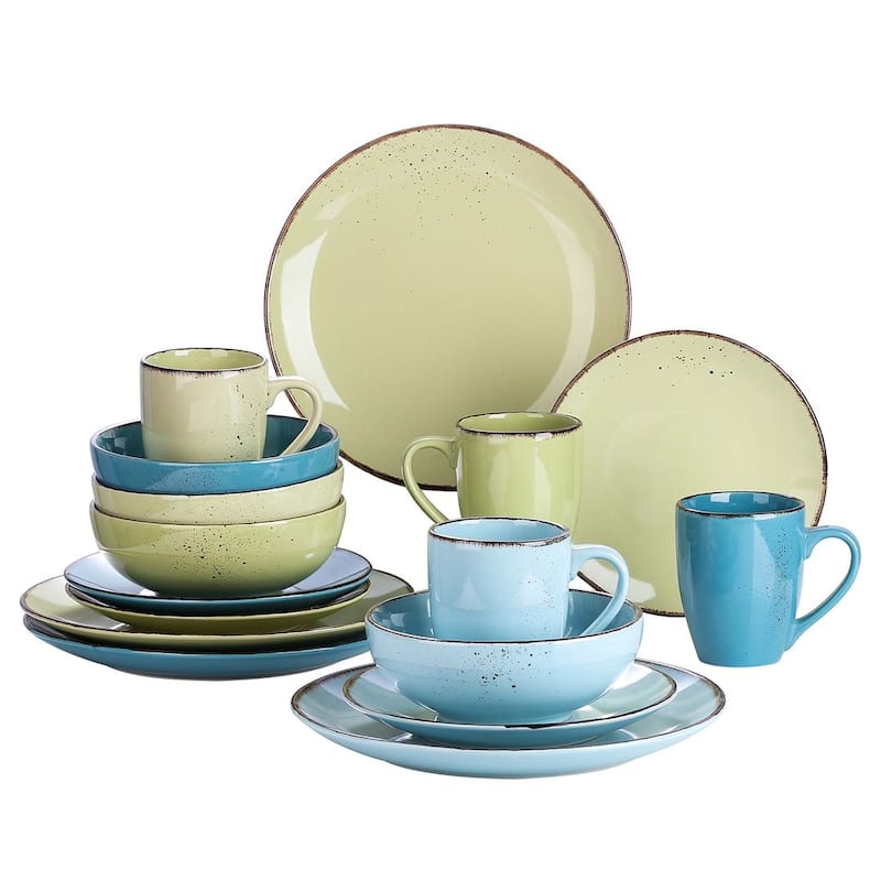 vancasso Navia Multicolored 16 Pieces Dinner set (Service for 4) - Light Blue/Sea Blue/Grass Green/Yellow Green
