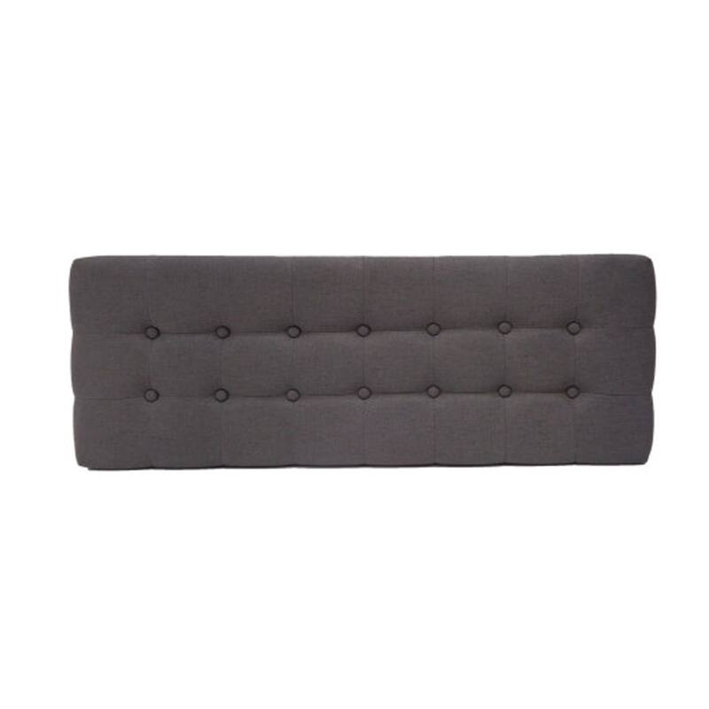 Ottoman Footstool Bench, 44 Inch Button Tufted Gray Fabric Top