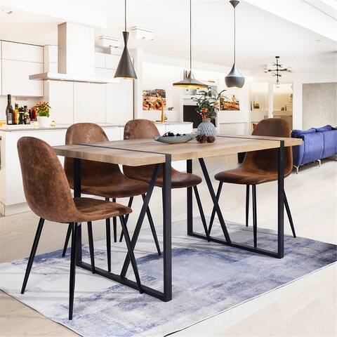 Furniture R Mid-Century Modern Wooden 5-Piece Dining Table Set