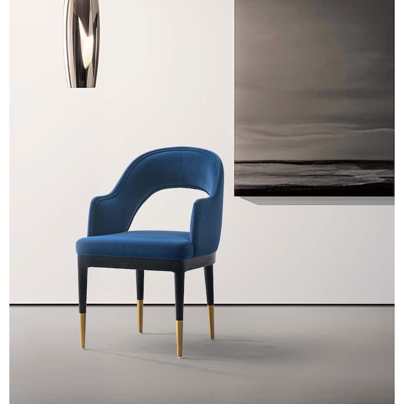 Manhattan Comfort Modern Carrington Velvet Dining Armchair - Blue - Single