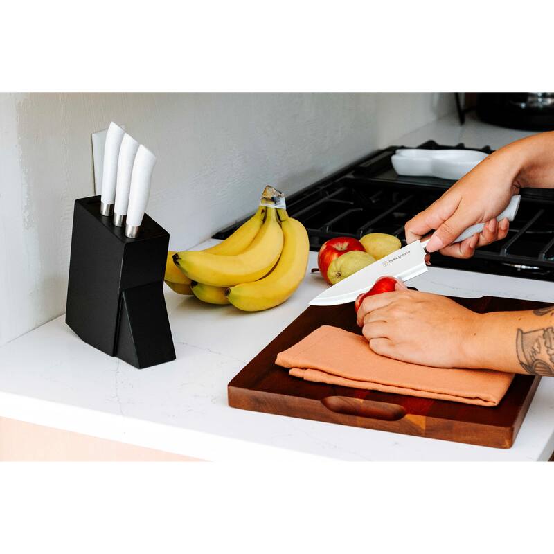 Dura Living 5-Piece Knife Block Set - High Carbon Stainless Steel Blades, Compact Wood Block