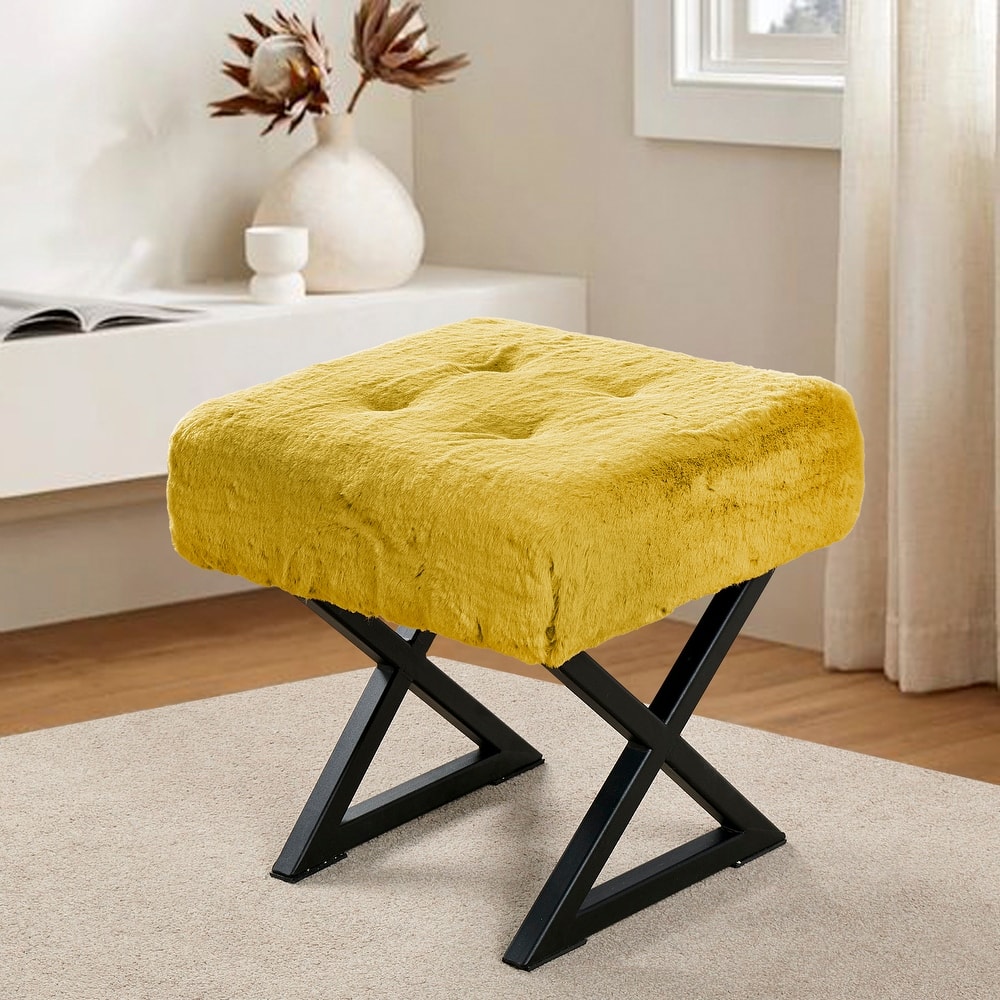 FauxFur Ottoman Vanity Stool 19"X19"X19".