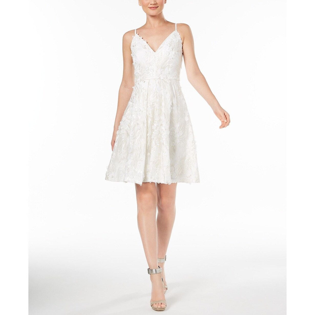 calvin klein fit and flare dress white