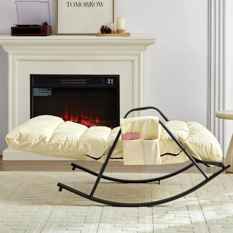 Mixoy Adjustable Widen Rocking Chair,Modern Lounge Nursery with Iron Frame