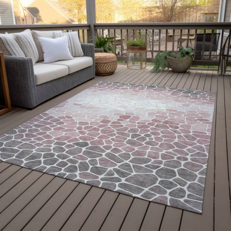 Machine Washable Indoor/Outdoor Contemporary Ombre Chantille Rug
