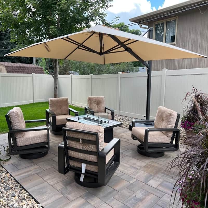 PURPLE LEAF Extra Large Premium Patio Cantilever Offset Umbrella With Base