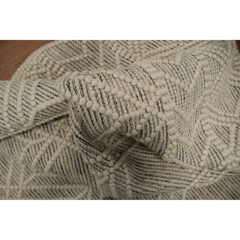 Hand Knotted Oriental 100% Wool Carpet Modern Geometric Beige & Ivories Modern Gotti Design Area Rug - 7' 6'' X 4' 11''