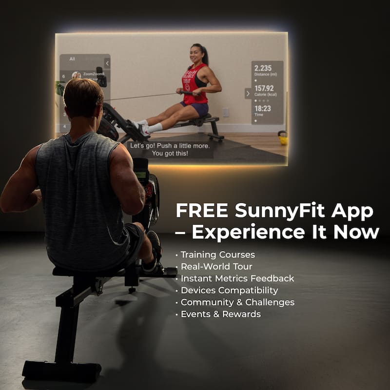 Sunny Health & Fitness Premium Smart Magnetic Air Rower – SF-RW5940SMART