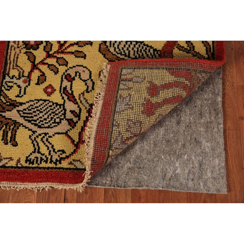 Animals Design Yellow Ziegler Indian Runner Rug Handmade Wool Carpet - 2'6"x 8'0"