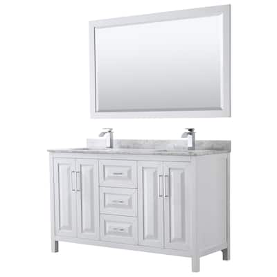Daria 60-inch Double Vanity, Marble Top, 58-inch Mirror
