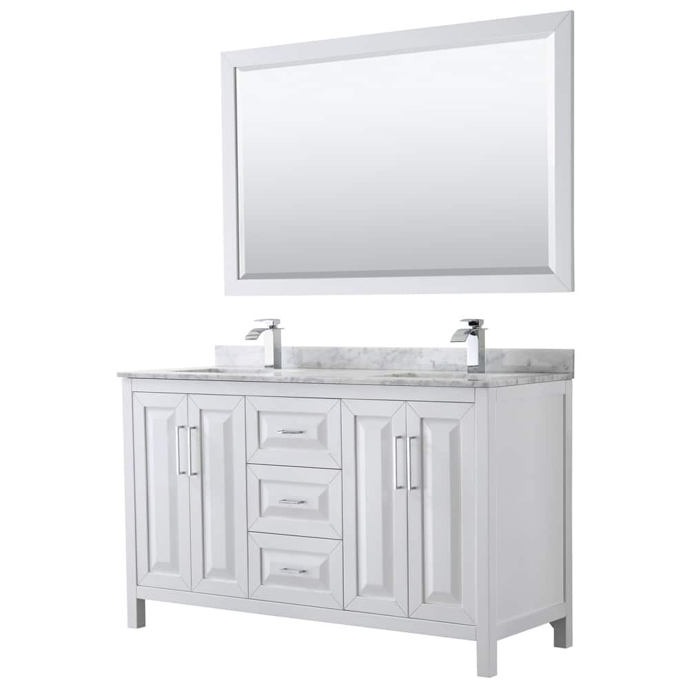 Daria 60-inch Double Vanity, Marble Top, 58-inch Mirror