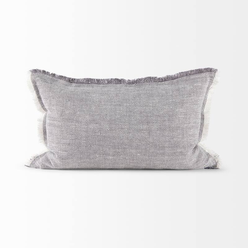 Thais 13L x 21W Light Gray Fabric Fringed Decorative Pillow Cover