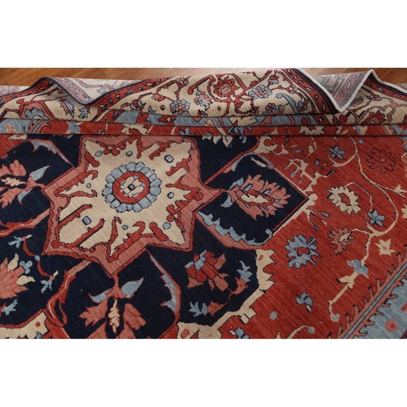 Red Heriz Serapi Turkish Oriental Wool Area Rug Hand-knotted Carpet - 9'9" x 13'0"