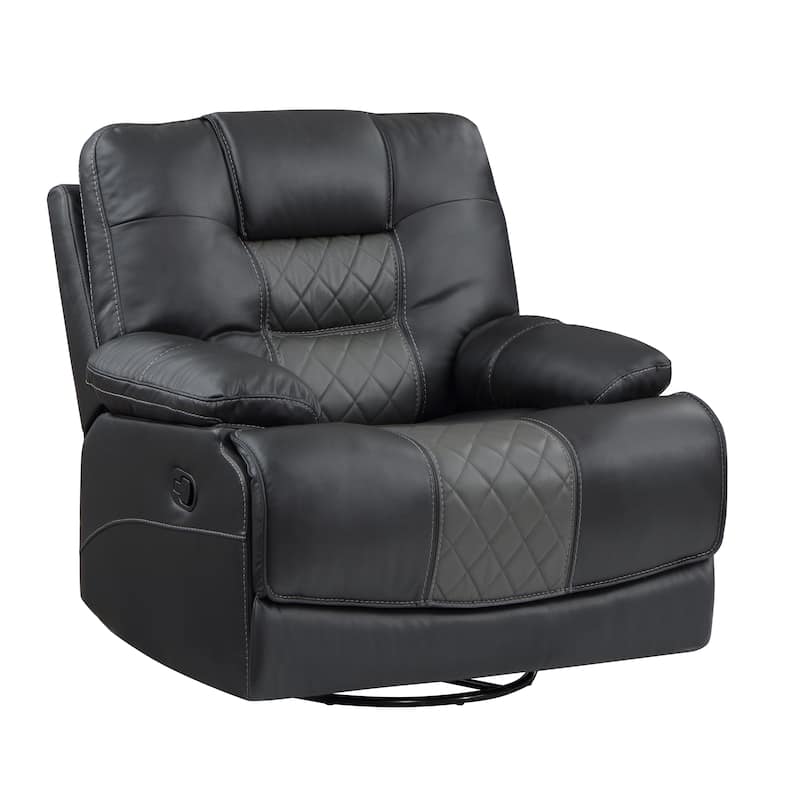 Emory Breathable Faux Leather Swivel Glider Reclining Chair - Two-tone Grey