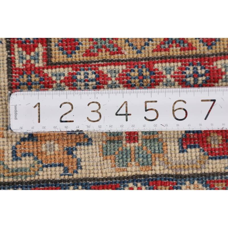 Geometric Kazak Accent Rug Bedroom Hand-Knotted Wool Carpet - 2'9" x 4'1"