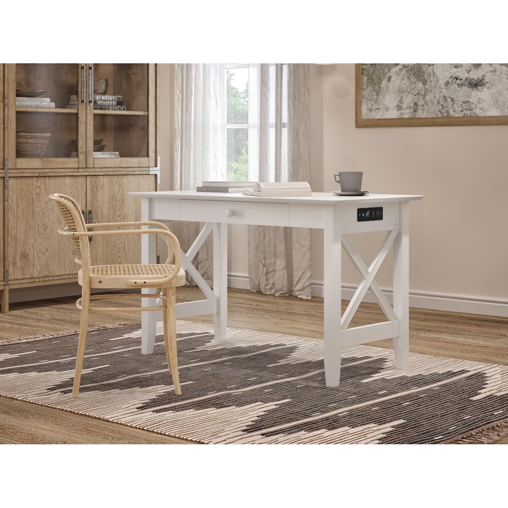 Work Desk with Drawer and Built-In Charging Station