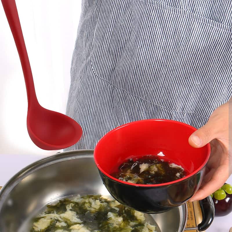Silicone Soup Ladle Spoon 8.5 " Heat Resistant One Piece - 8.5" x 2.6"(L*W)
