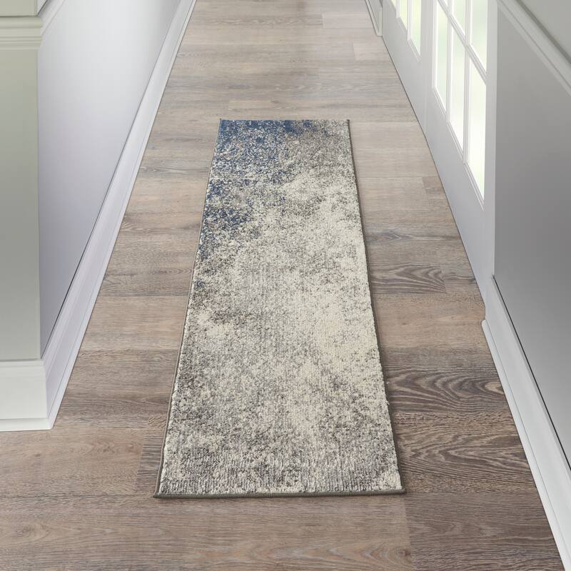 Nourison Passion Colorful Modern Abstract Area Rug - 1'10" x 6' Runner - Charcoal/Ivory
