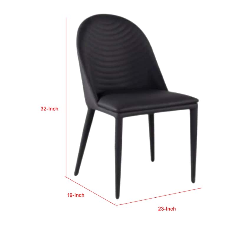 Envik Side Dining Chair Set of 2, Black Metal, Faux Leather, Foam Cushions