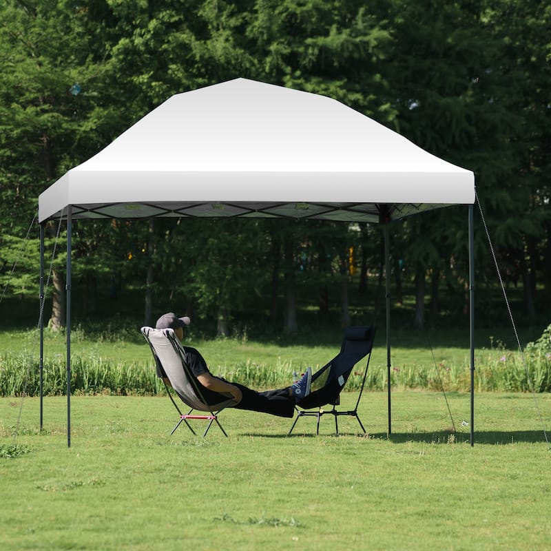 10x10 Pop Up Canopy - Beach Tent with One Push Setup - Easy Outdoor Sun Shade for Events,Parties,Camping With Silver Coated Top - Beige