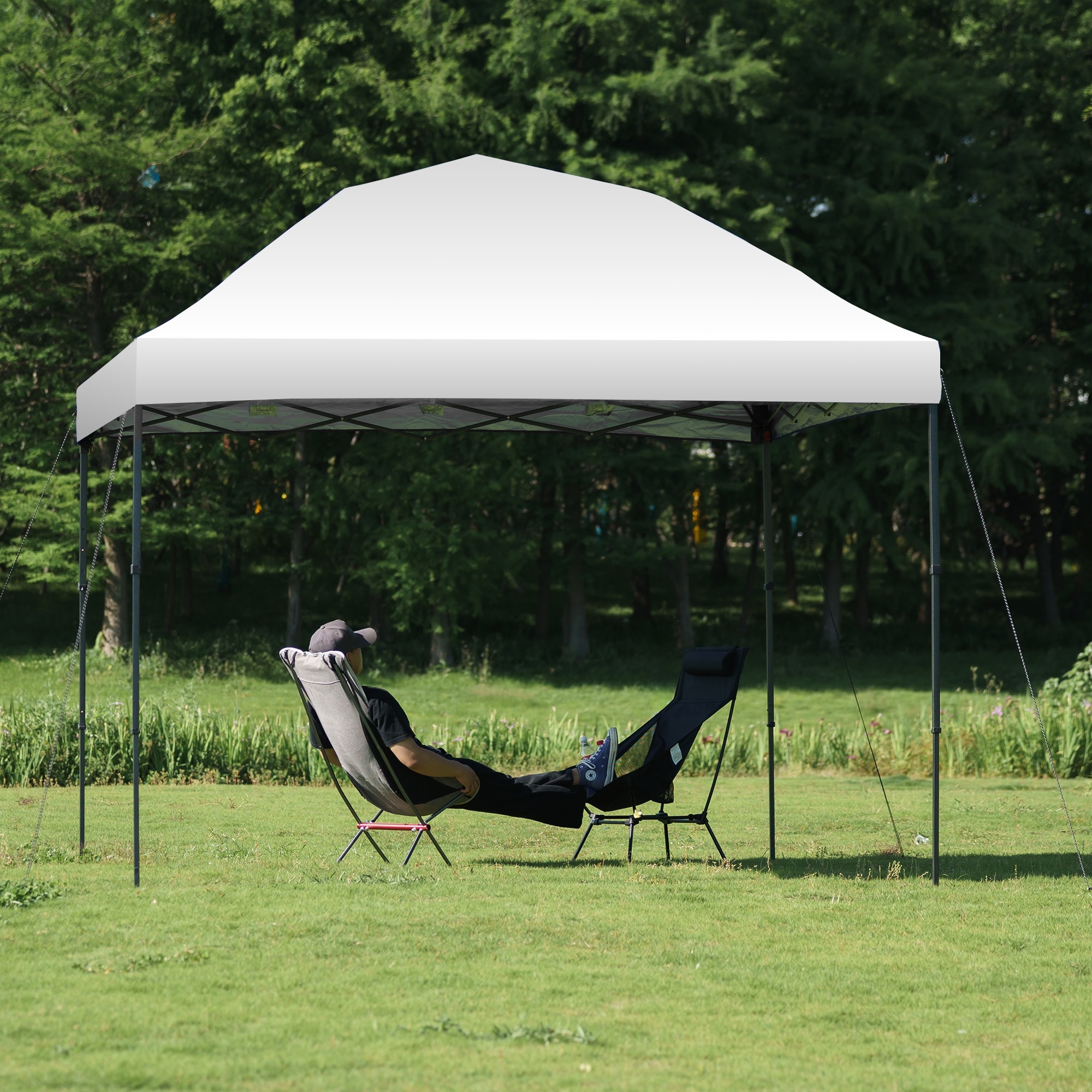 10x10 Pop Up Canopy Beach Tent with One Push Setup Easy Outdoor Sun Shade for Events Parties Camping With Silver Coated Top