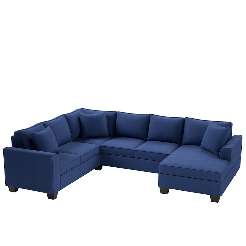 110*86" Sectional Sofa Upholstered Modern English Arm Classic U-shaped Sofa 3 Pillows Included