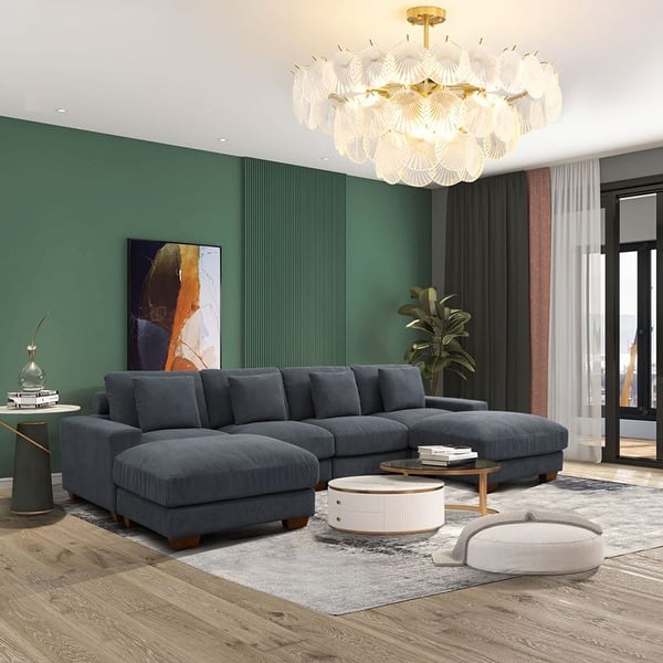 123'' Corduroy Upholstered U-Shaped 6-Piece Sectional Sofa - On Sale - Bed Bath & Beyond