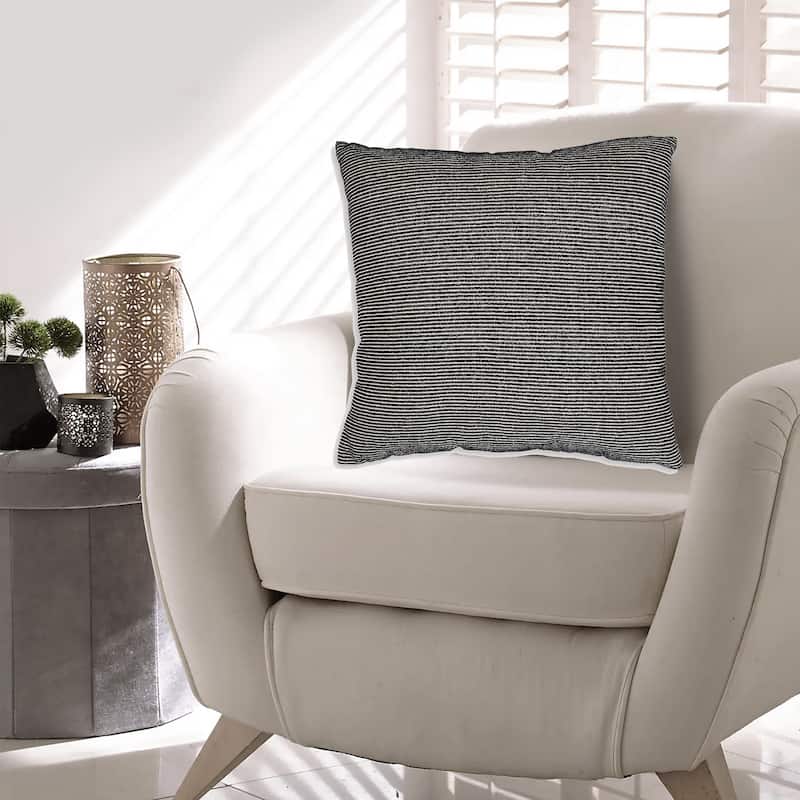 Throw Pillow Set of 4, 20 Inch, Cotton, Black White Stripes, Straight Edge