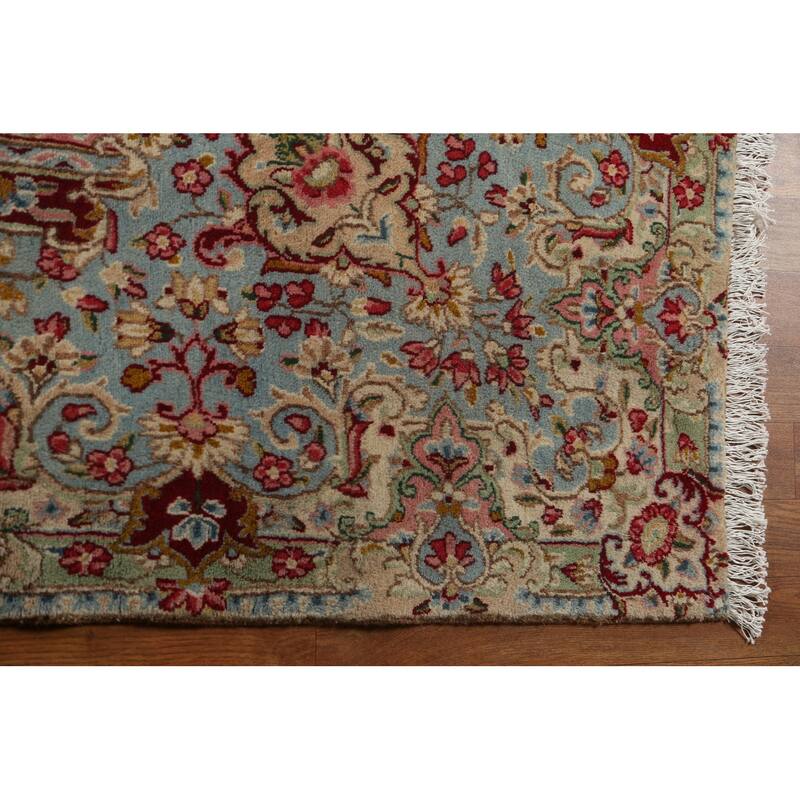 Hand-made Vintage Traditional Kerman Persian Wool Area Rug - 9'6" x 13'6"