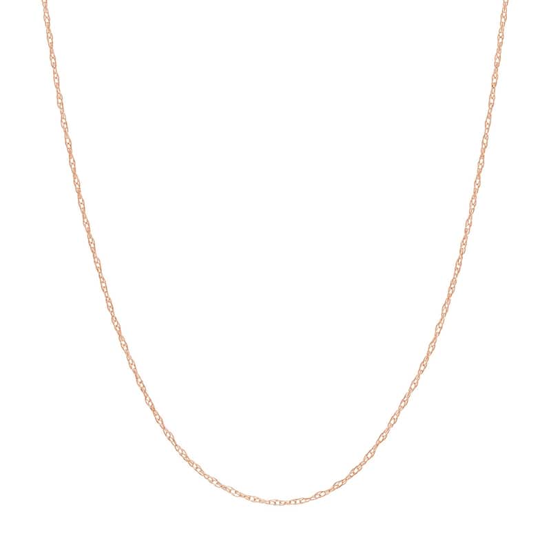 Curata 14k White, Yellow or Rose Gold 18" Light Weight Rope Chain Necklace (Spring Ring)