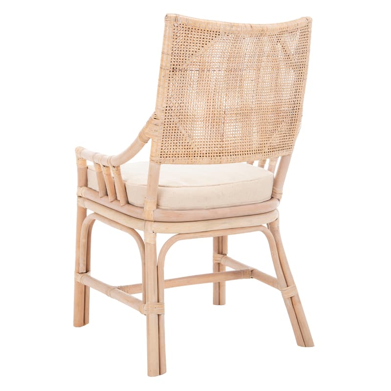 SAFAVIEH Azrielle Coastal Rattan Cushion Chair - 22" W x 24" L x 37" H - 22"W x 24"D x 37"H