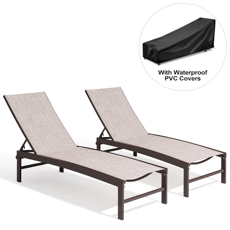 3-Piece Outdoor Loungers Patio Chaise Lounge Chairs Set with Side Table