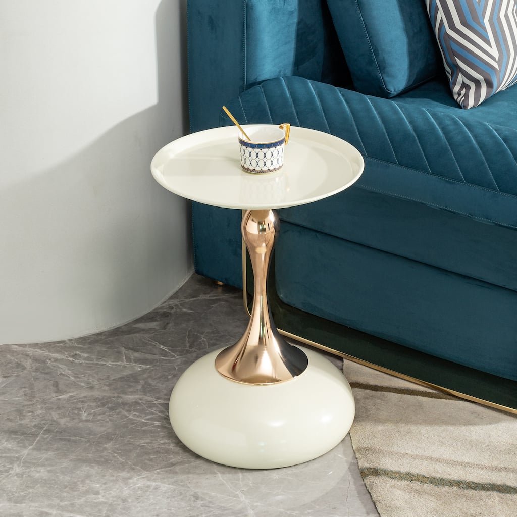 14.96" Gold Finish Carbon Steel Side Table, Modern Design