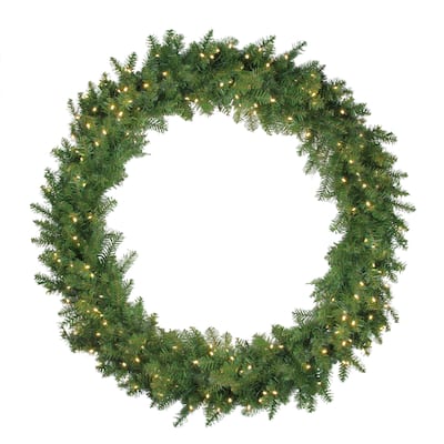 Northern Pine LED Artificial Christmas Wreath - 48", Warm White Lights