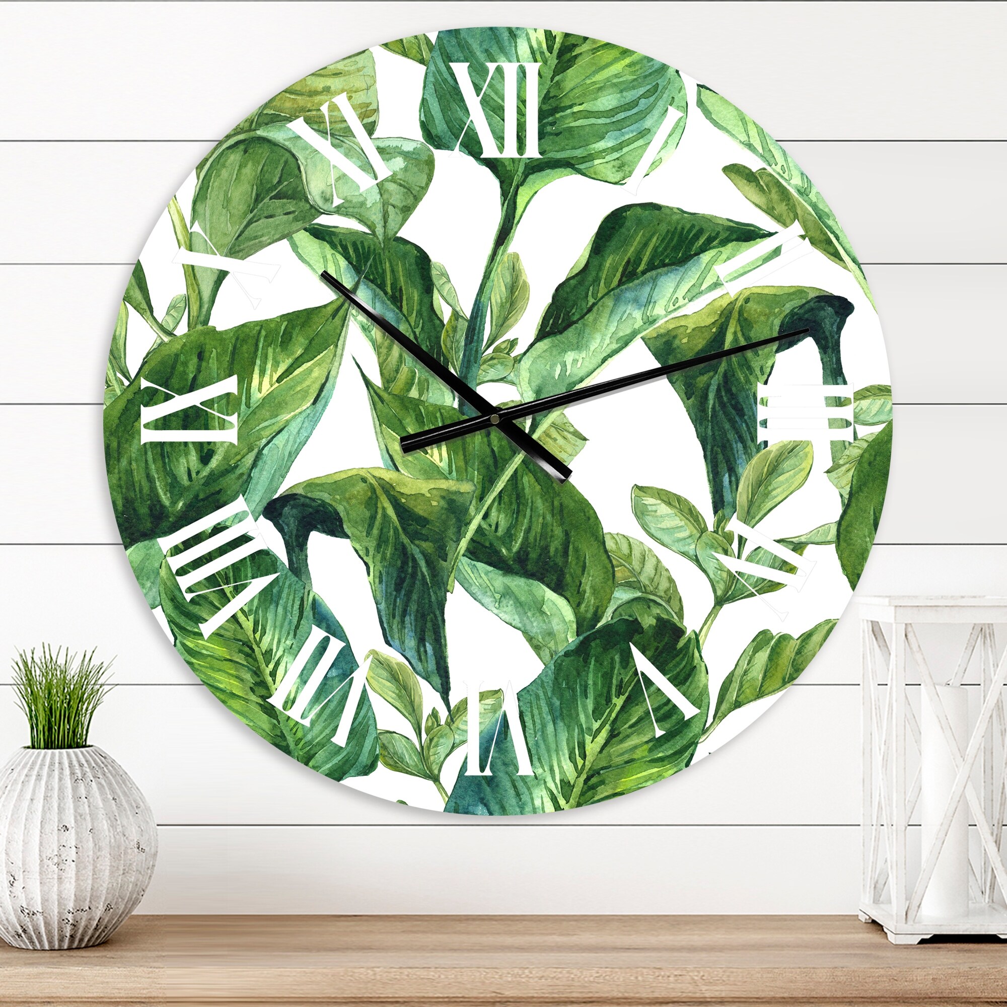 Designart 'Foliage Of Tropical Leaves' Tropical wall clock - Picture 11 of 20