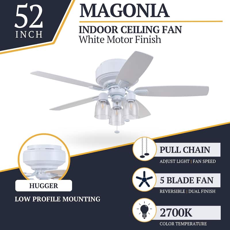 52" Prominence Home Magonia Indoor Traditional Farmhouse Ceiling Fan with Pull Chains, Dry-Rated