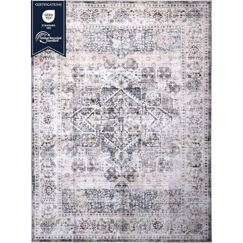 Delara Machine Washable Area Rug, Soft & Durable, Non-Slip Backing, Eco- Friendly GRS certified.