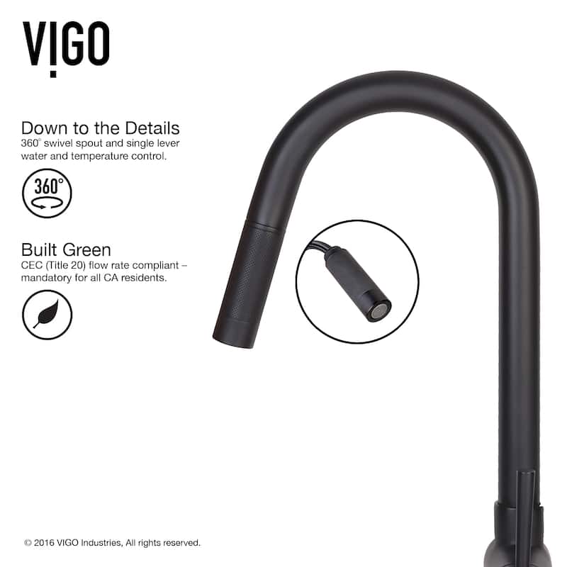 VIGO Gramercy 17" H Single Handle Pull-Down Spout Kitchen Faucet