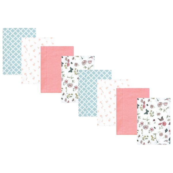 slide 1 of 1, Hudson Baby Girls Cotton Poly Flannel Burp Cloths 8-Pack, Hummingbird Garden, One Size - Hummingbird Garden 8-Pack - One Size One Size - Hummingbird Garden 8-Pack
