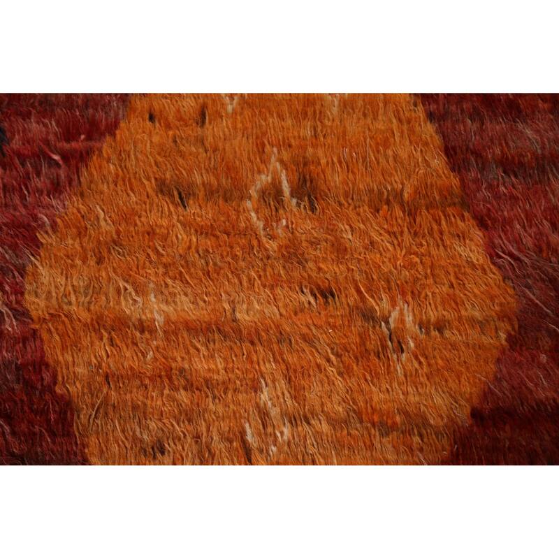 Hand Knotted Oriental 100% Wool Carpet Modern Tribal Red Moroccan Area Rug - 9' 9'' X 6' 10''