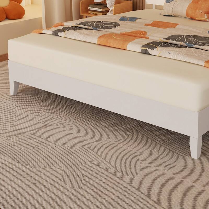 Modern Brown Solid Wood Platform Bed Frame with Headboard