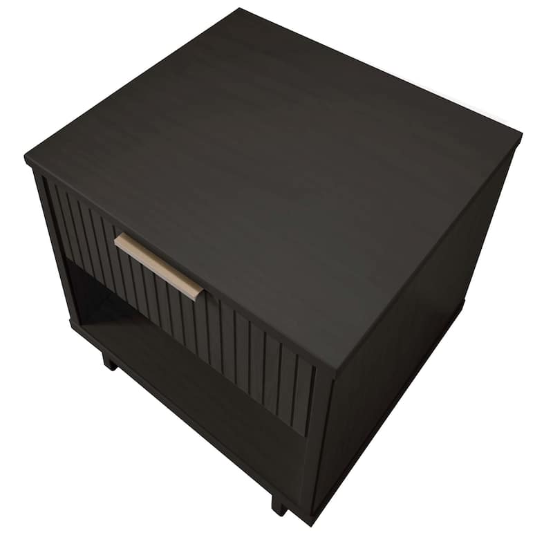 Manhattan Comfort Granville Mid Century Solid Wood 1 Drawer Nightstand Set of 2